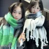 New in-stock cross-border scarves wholesale e-commerce live streaming supply chain supply, hand-tied horizontal bar gradient hand-tied Specification image